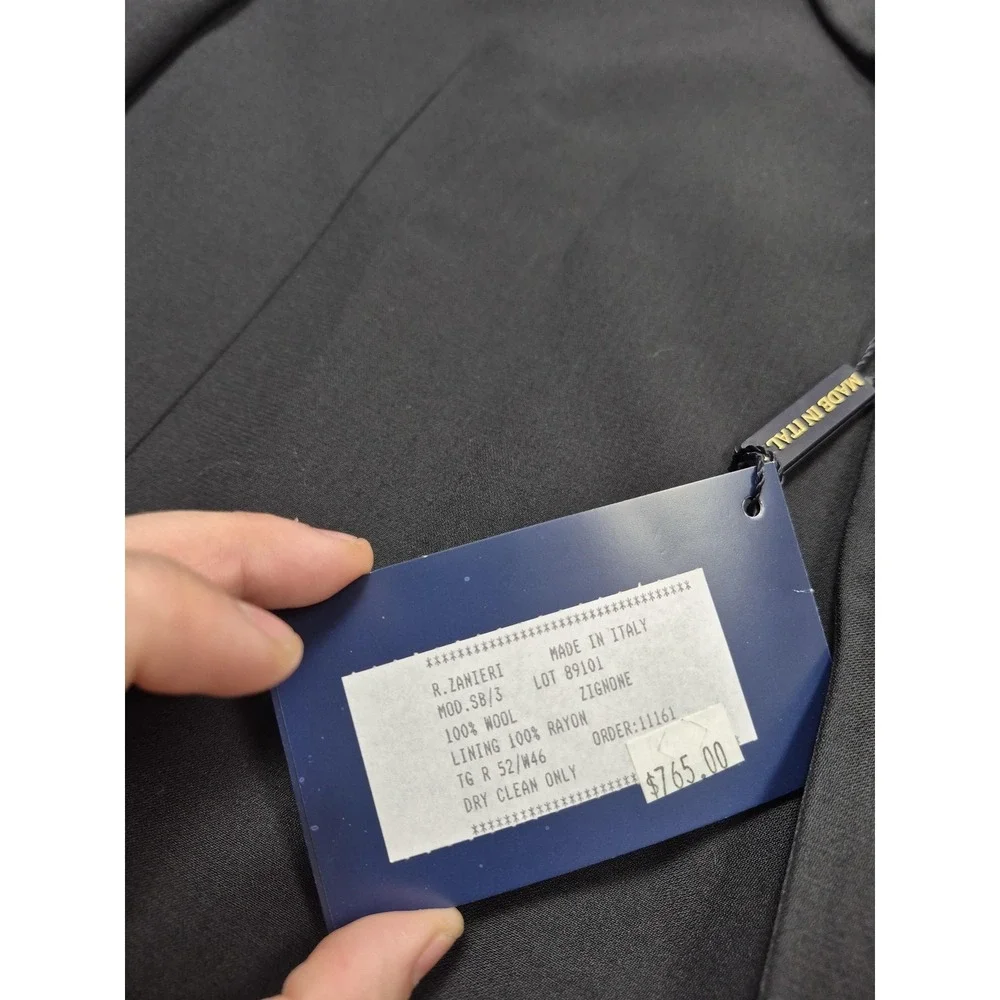 Roberto Zanieri Tuxedo Suit Jacket Men's 46R Black Super 100s Wool Italy NWT
